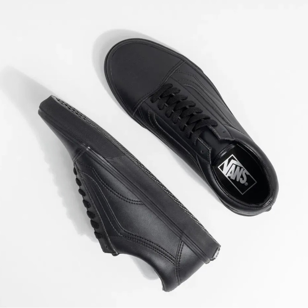 Vans Old Skool Leather Mono Black (Classic Tumble) Men’s/Women’s Sneakers - Picture 4 of 10